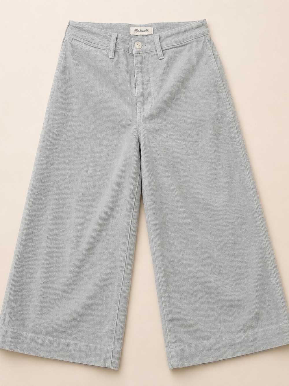 Madewell Crop Wide-Leg Corduroy Jeans in Light Gray
